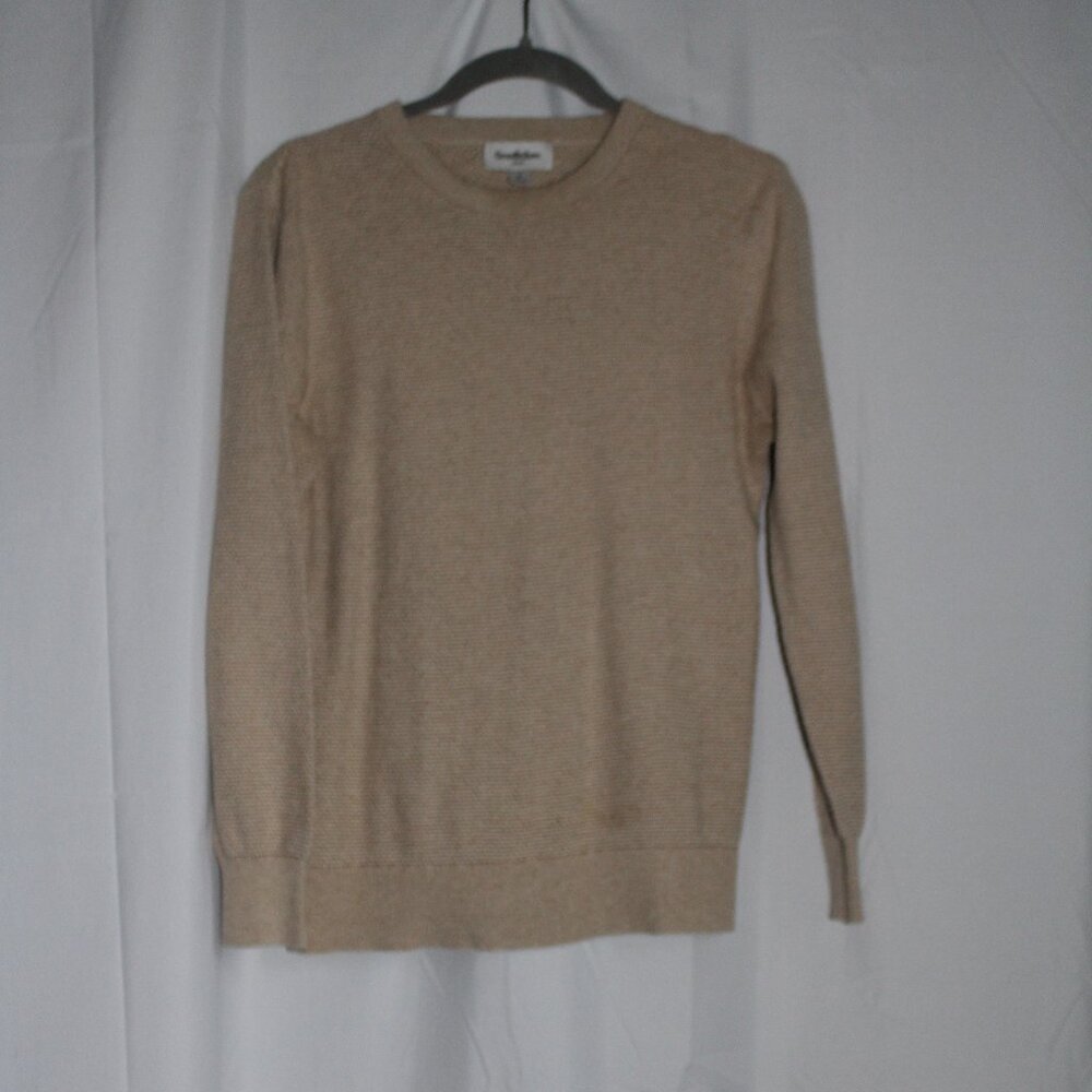 Goodfellow Cream White Waffle Knit Long Sleeve 100% Cotton Sweater Small